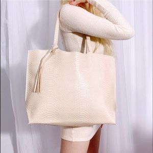 Snake Pattern Large Tote Bag Shoulder Leather